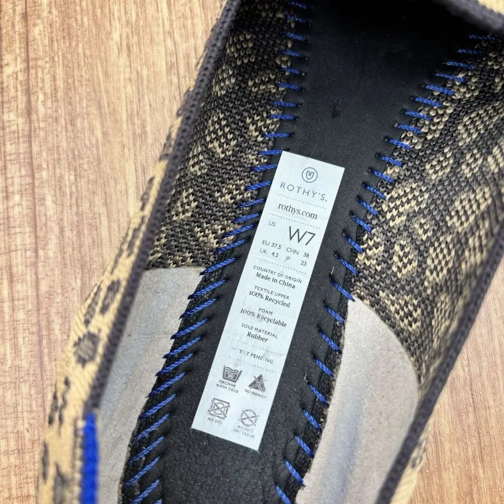 Rothy's THE LOAFER Spotted Leopard Print Flats Retired Blue Halo Women's Size 7